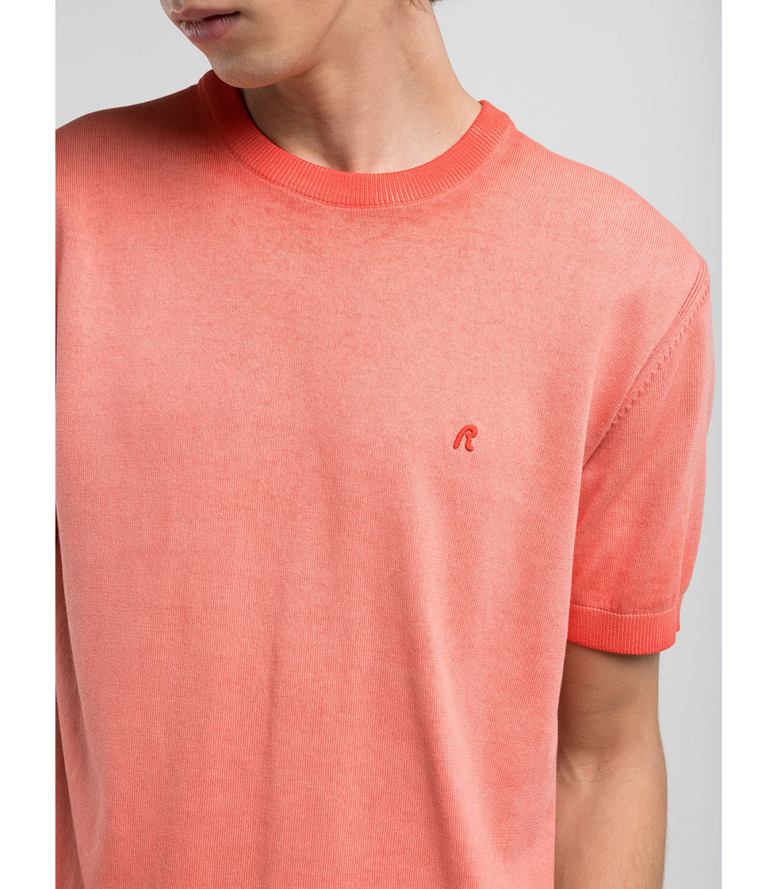 オンブレ ソフトコットン半袖ニット 詳細画像 オレンジ 4